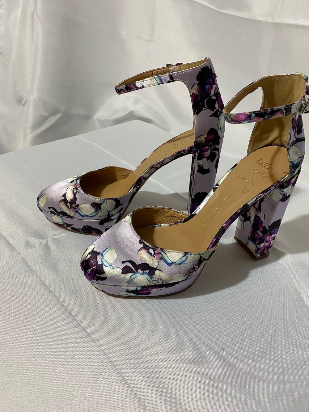 Banana Republic Lilac Floral Ankle-Strap Block Heels